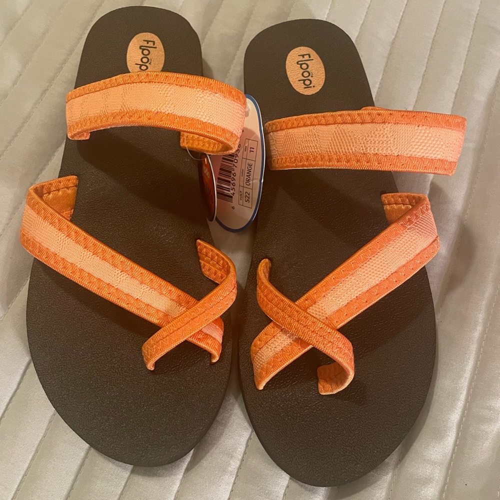Floopi women’s comfort cross slide, (orange, size 11)
